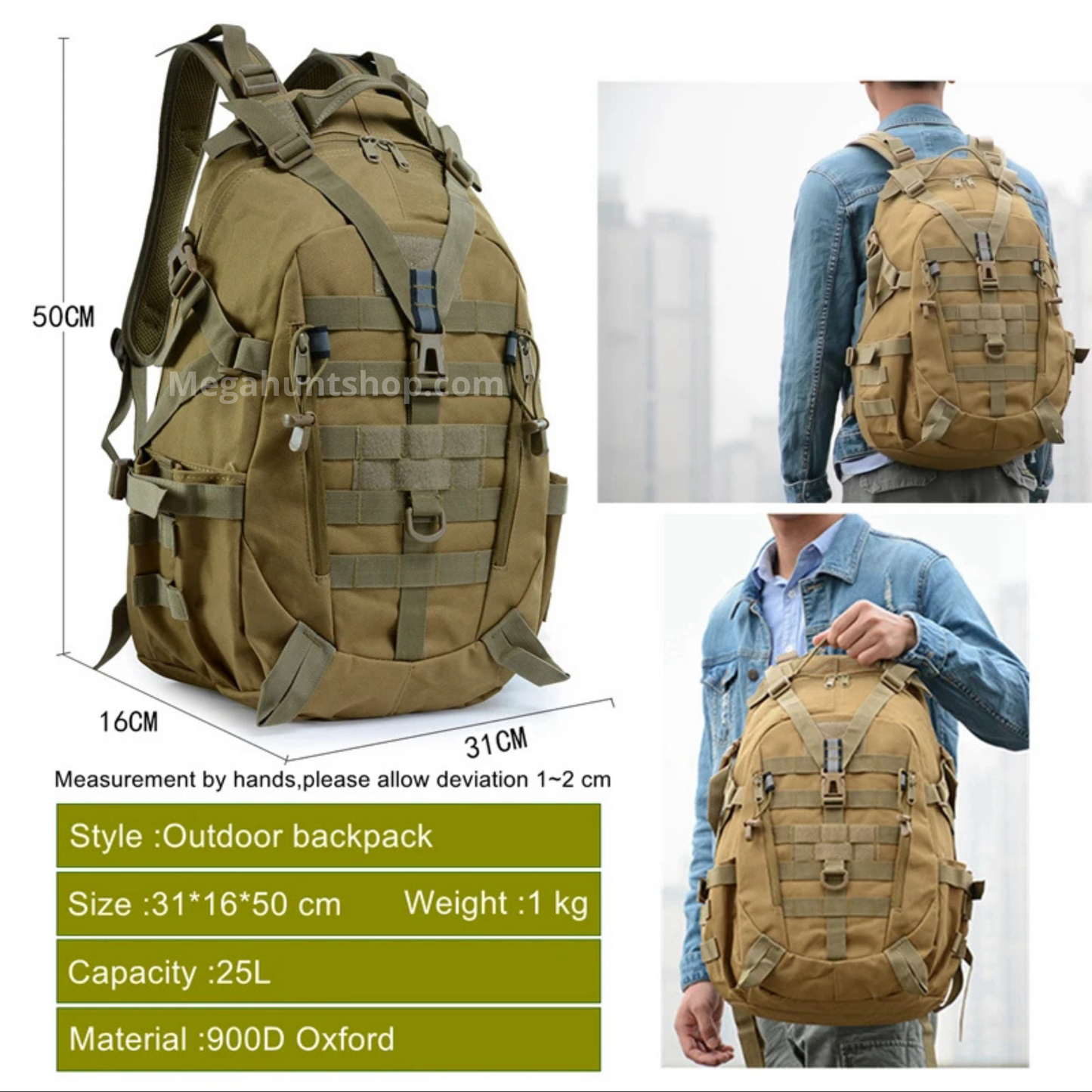25L waterproof tactical backpack – military, hiking, camping & outdoor rucksack | Mega Hunt Shop